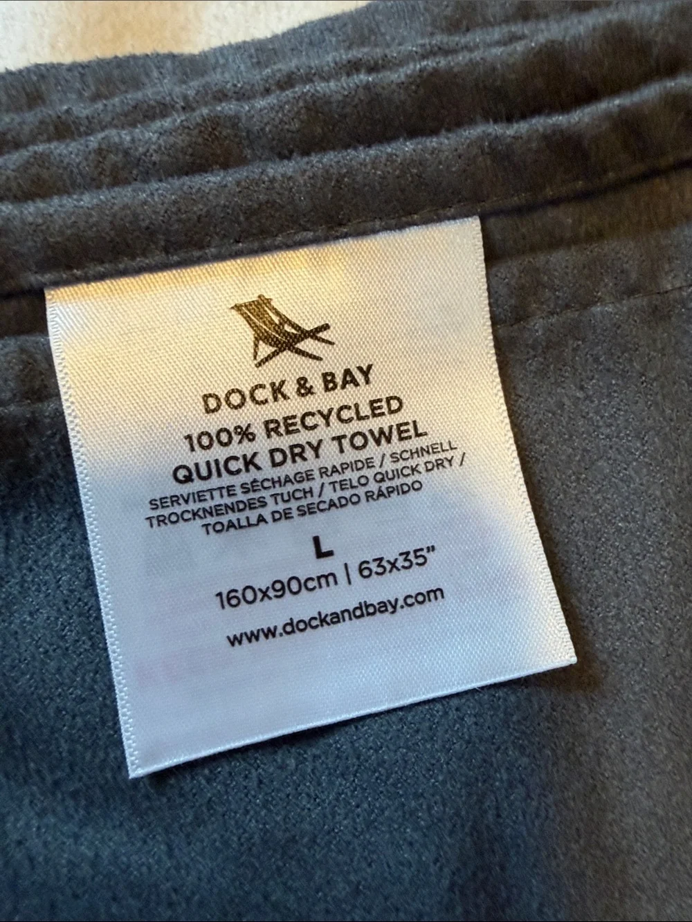 Dock & Bay grey white striped quick dry towels (2) w/ embroidered Mercedes-Benz